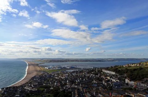 View point over chesil beach Stock Photos
