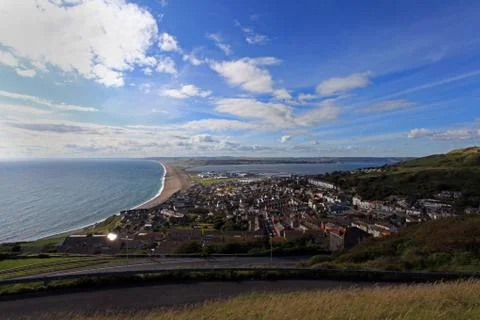View point over chesil beach Stock Photos