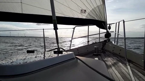 View to the point of the sailing yacht. Stock Footage 142914355
