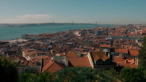 The view point to see wide view of Lisbon Portugal 2017 Stock Photos