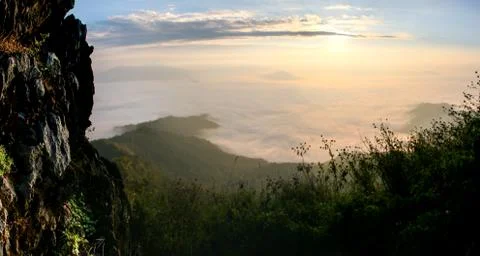 The view point  with sunrise. Stockfoto's