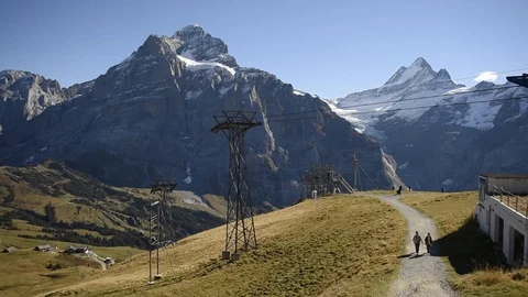View point on the top of Grindelwald First cableway Stock Footage 99233105