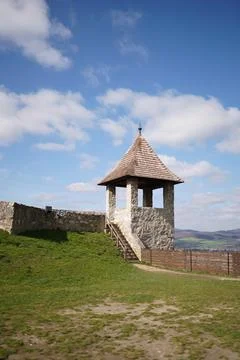 View point of triangular roof shape and covered with wooden tiles called Stock Photos