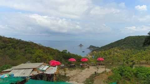 View point of Tropical island Stock Footage 114203607