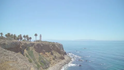 View of Point Vicente Lighthouse, Rancho Palos Verdes, California, United Stock Footage 153511935