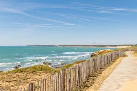 View of Pointe du Payre beach, Jard sur mer, France Stock Photos