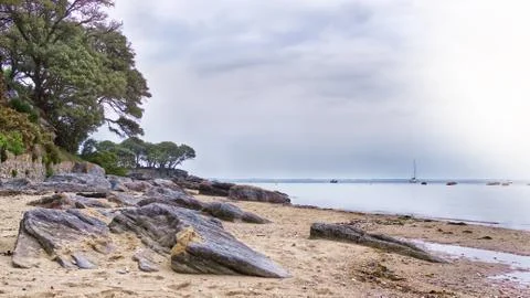View of Pointe Saint Pierre beach on Noirmoutier island, Vendée, France Stock Photos