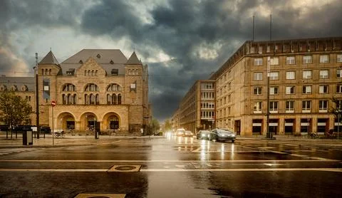 View Of A Polish Intersection 스톡 사진