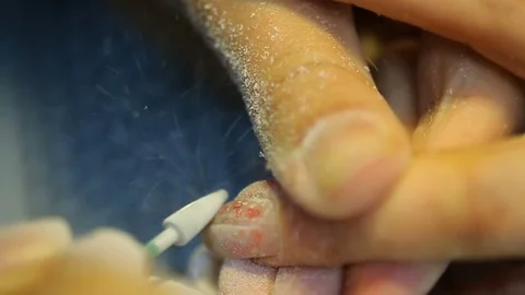 View of polishing nail Stock Footage
