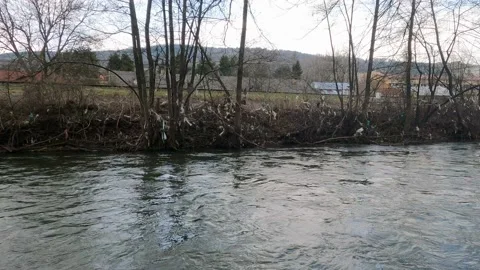 A view of the polluted river and the surroundings of Hnilec in Gelnica, Slovakia Stock-Footage 151874556