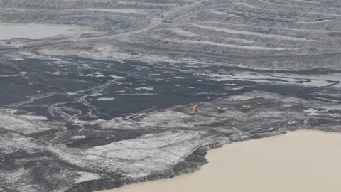 A view of pollution filling the air in a coal mine due to the activity of l.. Stock Footage 332719366