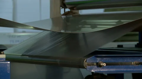 View of polyethylene unwound from spools Video stock 58259124