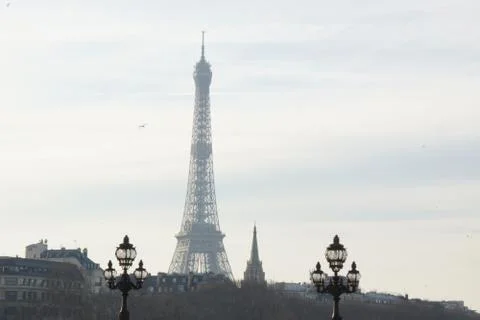 VIEW OF THE PONT ALEXANDRE III WITH THE EIFFEL TOWEL - FRANCE Stock Photos