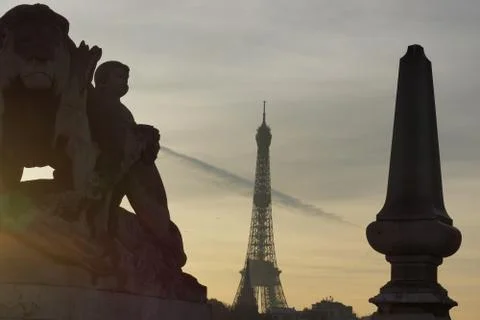 VIEW OF THE PONT ALEXANDRE III WITH THE EIFFEL TOWER - FRANCE Foto stock