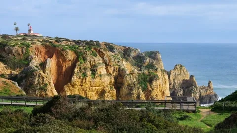 View of Ponta da Piedade Coastline in Lagos, Algarve, Portugal Stockbeeldmateriaal 340265590
