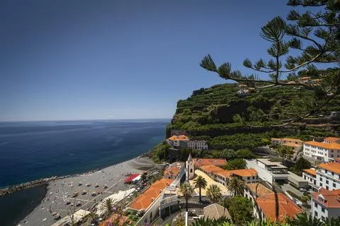 View of ponta do sol beach town in madeira portugal Stock Photos