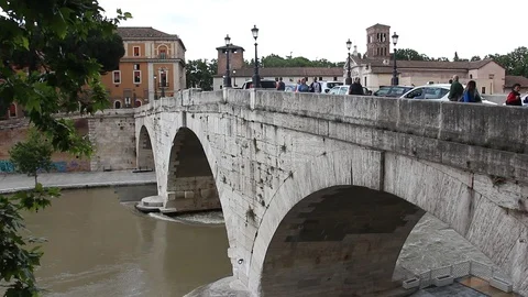 View of Ponte Cestio bridge. Stock Footage 124662843