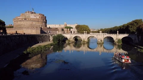 View of Ponte Sant'Angelo in Rome Stock Footage 95975233
