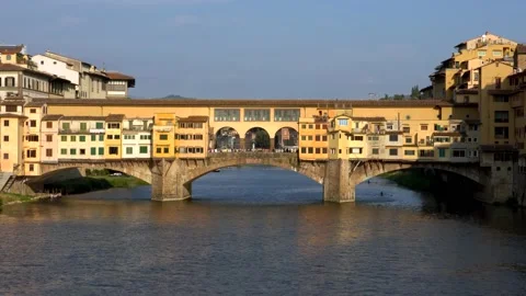 View of the Ponte Vecchio historic bridge in Florence Stock Footage 161224714