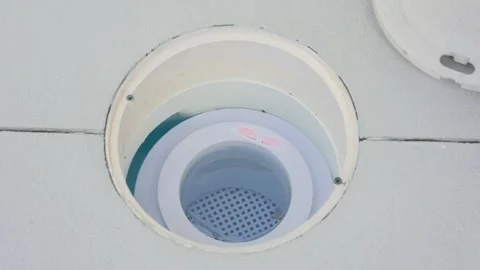 A view of the pool filter. Cap removed for inspection and maintenance. Stock Footage 342003509