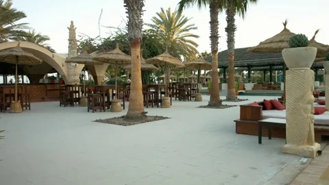 A view of the pool at the hotel Stock Footage 81268793