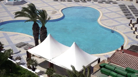 View to a pool. Malta. Overall plan. Stock Footage 256037467