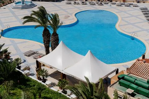 View to a pool. Malta. Overall plan. Stock Photos