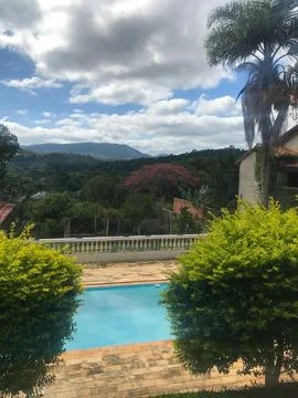 View of the pool in a natural landscape Stock-Fotos