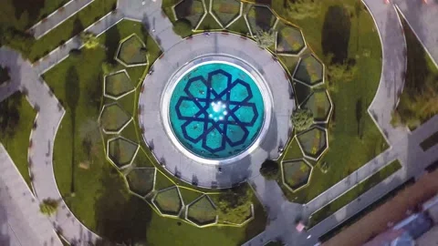 View of the pool while taking off with the drone Video stock 147127356