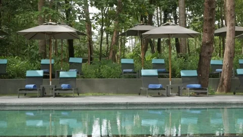 View at poolside beach lounge of the holiday summer vacation resort vacatio.. Stock Footage 265232811