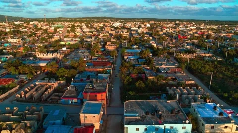 View of the poor quarters of the old city in the rays of a tropical sunset. Stock Footage 265067924