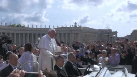 View Of Pope Francis Passing By In Vatican City, Italy Stock Footage 155077555