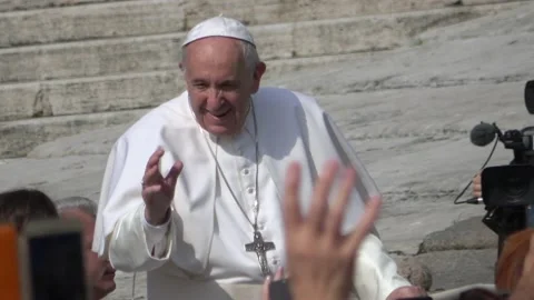 View Of Pope Francis Passing By In Vatican City, Italy Stock Footage 155078182