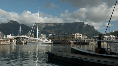 View of the port of Cape Town and Table Mountain Stock Footage 120439006