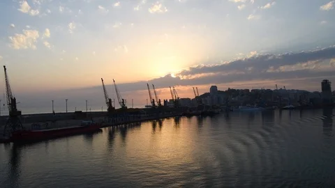 View of Port of Durres city. Video stock 118680628