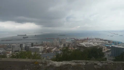 View of the port in Gibraltar in slow motion 180fps 스톡 동영상 145852051