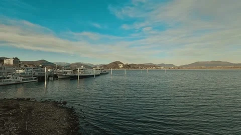 View of the port at the lake Stock Footage 233819853