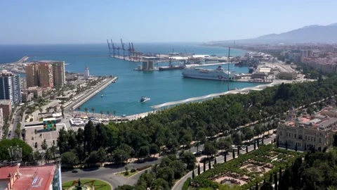 View of the Port of Malaga Stock Footage 159172759
