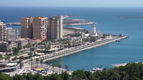 View of the Port of Malaga Stock Footage 159172923