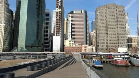 View from the port to Manhattan. Stock Footage 310616531