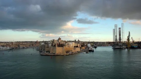 View of the port of Marseille at sunset Stock Footage 137956471