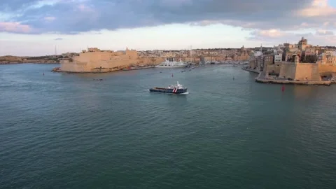 View of the port of Marseille at sunset Stock Footage 137956543