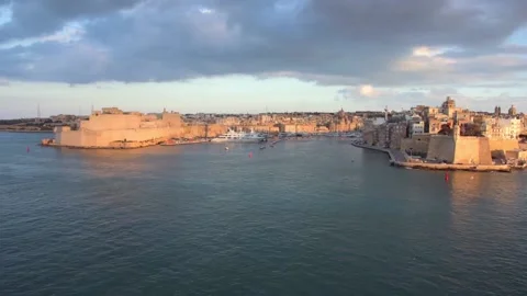 View of the port of Marseille at sunset Stock Footage 137956601