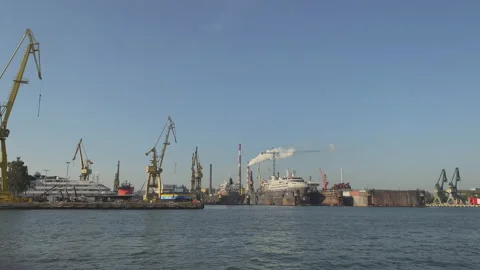 View of the port from the river Stock Footage 162905989
