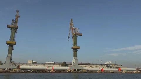 View of the port from the river Stock Footage 162913998