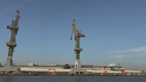 View of the port from the river Stock Footage 162919642