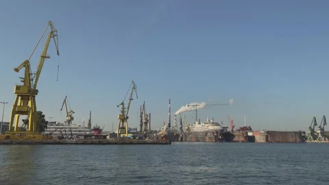 View of the port from the river Stock Footage 162926022