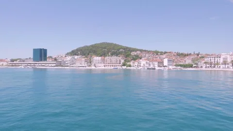 View of the port of Split from the Adriatic, Croatia Stock Footage 83688677
