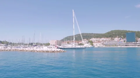 View of the port of Split from the Adriatic, Croatia Stock Footage 83689686