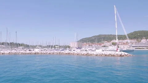 View of the port of Split from the Adriatic, Croatia Stock Footage 83689947